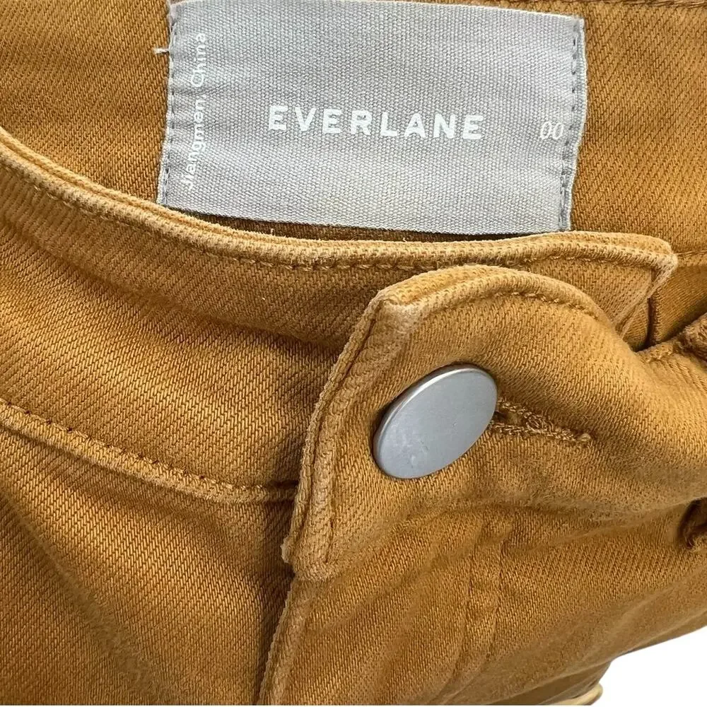 Everlane The Straight Leg Crop Pants Cotton Golden Brown Yellow Size 00‎